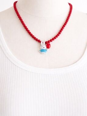 Miffy Red Beaded Necklace Cute Kawaii Handmade Choker Necklace